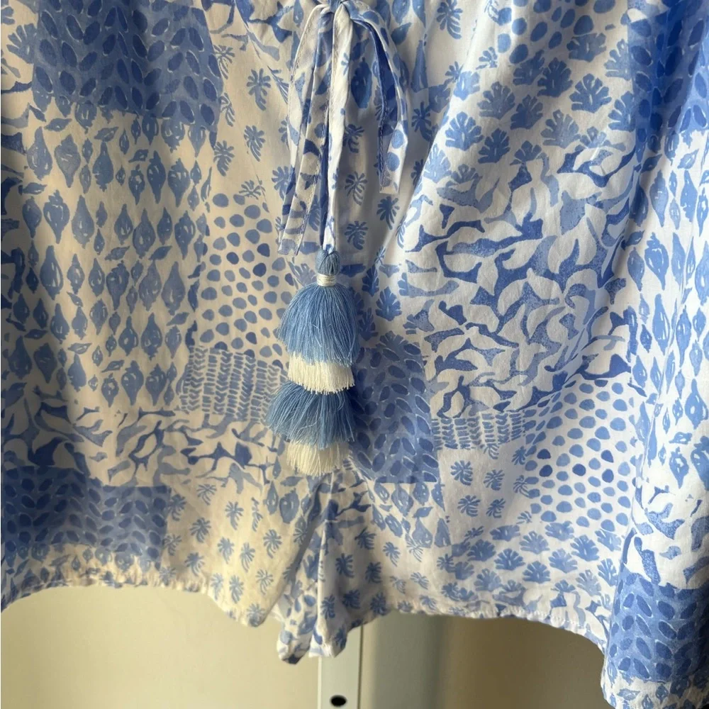 Vineyard Vines EUC Painted Patchwork Off The Shoulder 100% Cotton Romper Size L - Picture 4 of 13